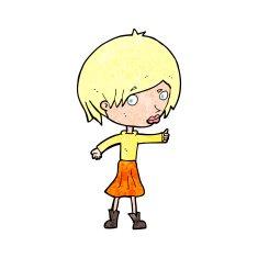 cartoon woman raising eyebrow N20