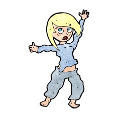 cartoon frightened woman N38
