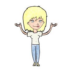cartoon woman shrugging N79