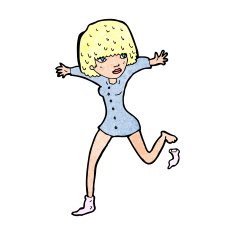 cartoon woman kicking off sock N13