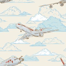 Airplanes on cloudy backgorund card