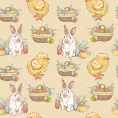 Easter vintage hand-drawn seamless pattern