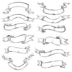 vector set of sketch ribbons