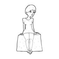 cartoon curious woman sitting N14
