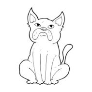 cartoon grumpy little dog N16