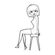 cartoon woman sitting on stool N27