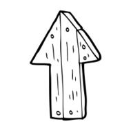 cartoon wooden direction arrow N19