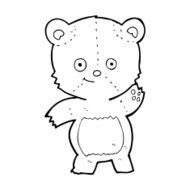 cartoon waving teddy bear N58