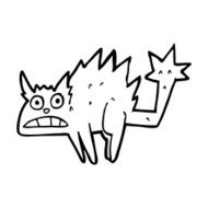 cartoon frightened black cat N5
