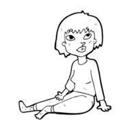 cartoon woman sitting on floor N13