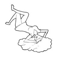 cartoon woman lying on floor N25