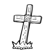 cartoon wooden cross grave N37