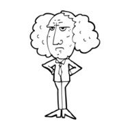 cartoon big hair lecturer man N11