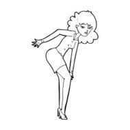 cartoon annoyed woman rubbing knee N12