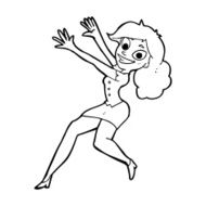 cartoon happy woman jumping N13