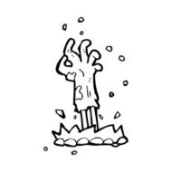 cartoon zombie hand rising from ground N13