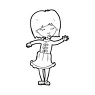 cartoon waving woman N183