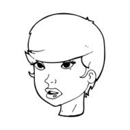 cartoon pretty female face N128