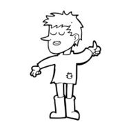 cartoon poor boy with positive attitude N13