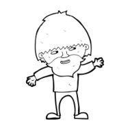 cartoon happy bearded man waving N13