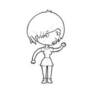cartoon waving woman N184