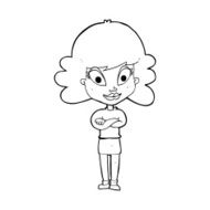 cartoon happy woman with folded arms N25