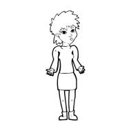 cartoon woman shrugging shoulders N634