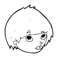 cartoon female face looking up N13