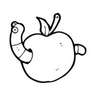 cartooon worm in apple N10