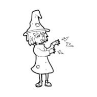 Cartoon Witch Casting Spell N30
