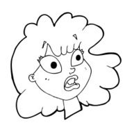 cartoon shocked female face N12