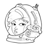 cartoon female astronaut N39