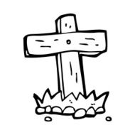 cartoon wooden cross grave N38