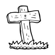 cartoon wooden cross grave N39