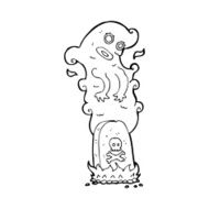 cartoon ghost rising from grave N60