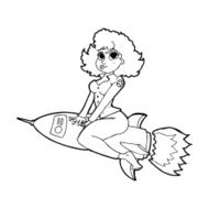 cartoon army pin up girl riding missile N11