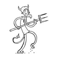 Cartoon Devil With Pitchfork N37