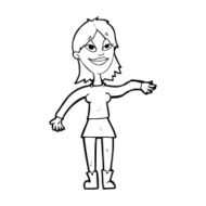 cartoon woman making hand gesture N13