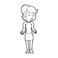 cartoon woman shrugging shoulders N635