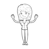 cartoon woman holding up hands N27