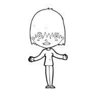 cartoon woman shrugging shoulders N636