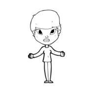 cartoon woman shrugging shoulders N637