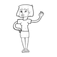 Cartoon Woman Waving N444