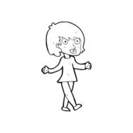 cartoon woman with open arms N131