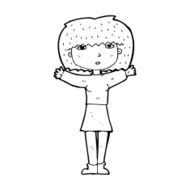 cartoon woman raising arms in air N12