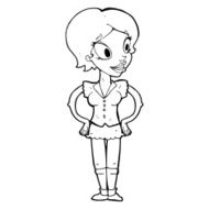 cartoon happy woman in short skirt N13