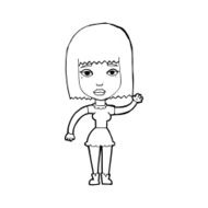 cartoon waving woman N185
