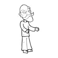 cartoon old man with mustache N34