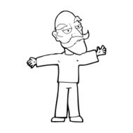 cartoon old man spreading arms wide N12