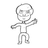 cartoon happy man waving N50